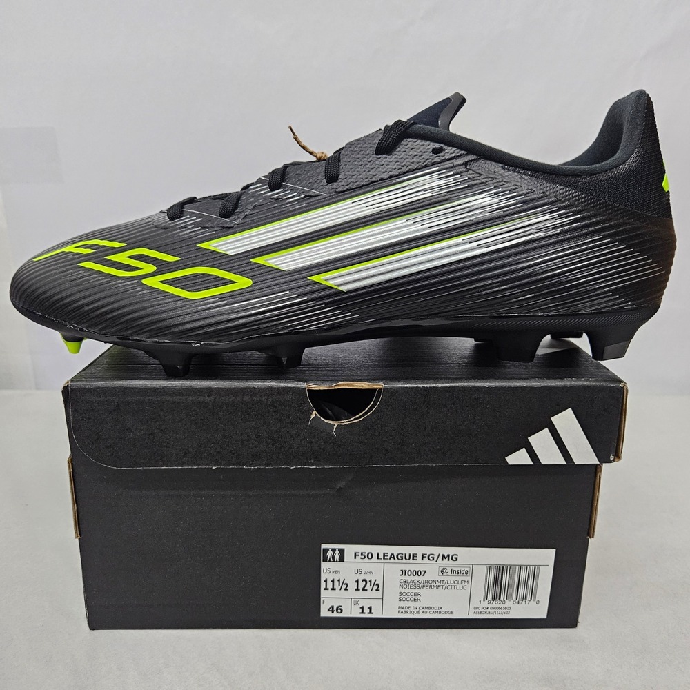 Adidas F50 League FG MG Soccer Cleats JI0007‎ Black Lucid Lemon Mens Size 11.5
